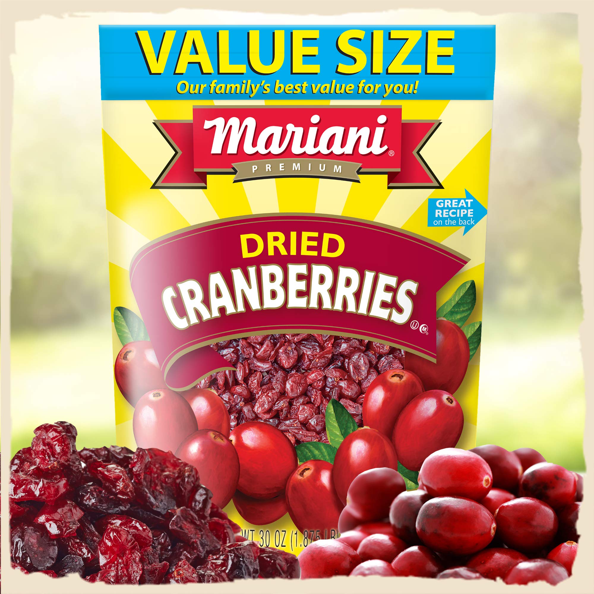 Organic Dried Cranberries Snacks - Healthy Vegan & Gluten Free Fruit for Kids & Adults - No Preservatives, Fat Free - 30oz Resealable Bulk Bag - Perfect for Lunch Boxes, Trail Mix & Baking
