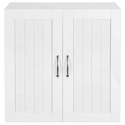 EnginDS 1-Piece Wall Mount Storage Cabinet with Adjustable Shelf - White Bathroom, Kitchen, Laundry & Garage Organizer for Home Storage | Space-Saving Solution for Towels, Cleaning Supplies & Pantry Items