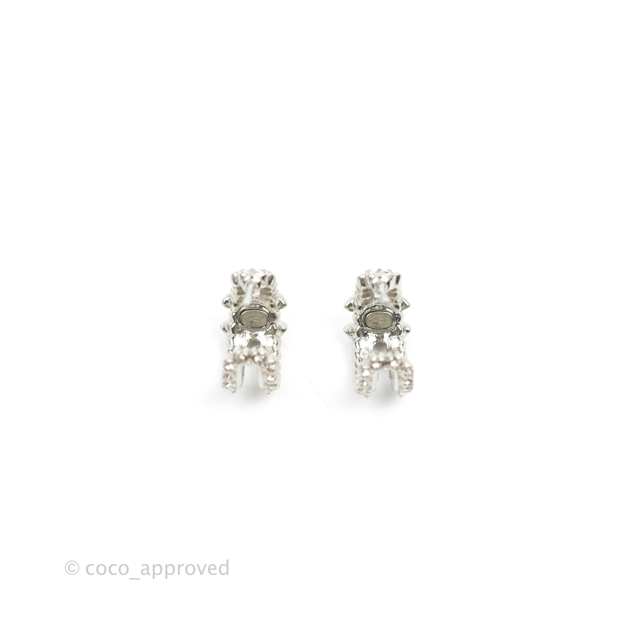 Chanel CC Crystal Hoop Earrings for Women - Silver Tone 22B Collection | Luxury Fashion Jewelry for Parties, Weddings & Special Occasions