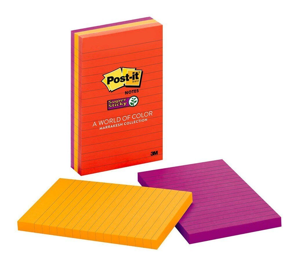 3M Super Sticky Post It Notes 4x6 Inches, 3 Pads with Lined Paper - Strong Adhesive for Office, School & Home Organization (660 3SSAN) - Perfect for Reminders, Notes & Planning
