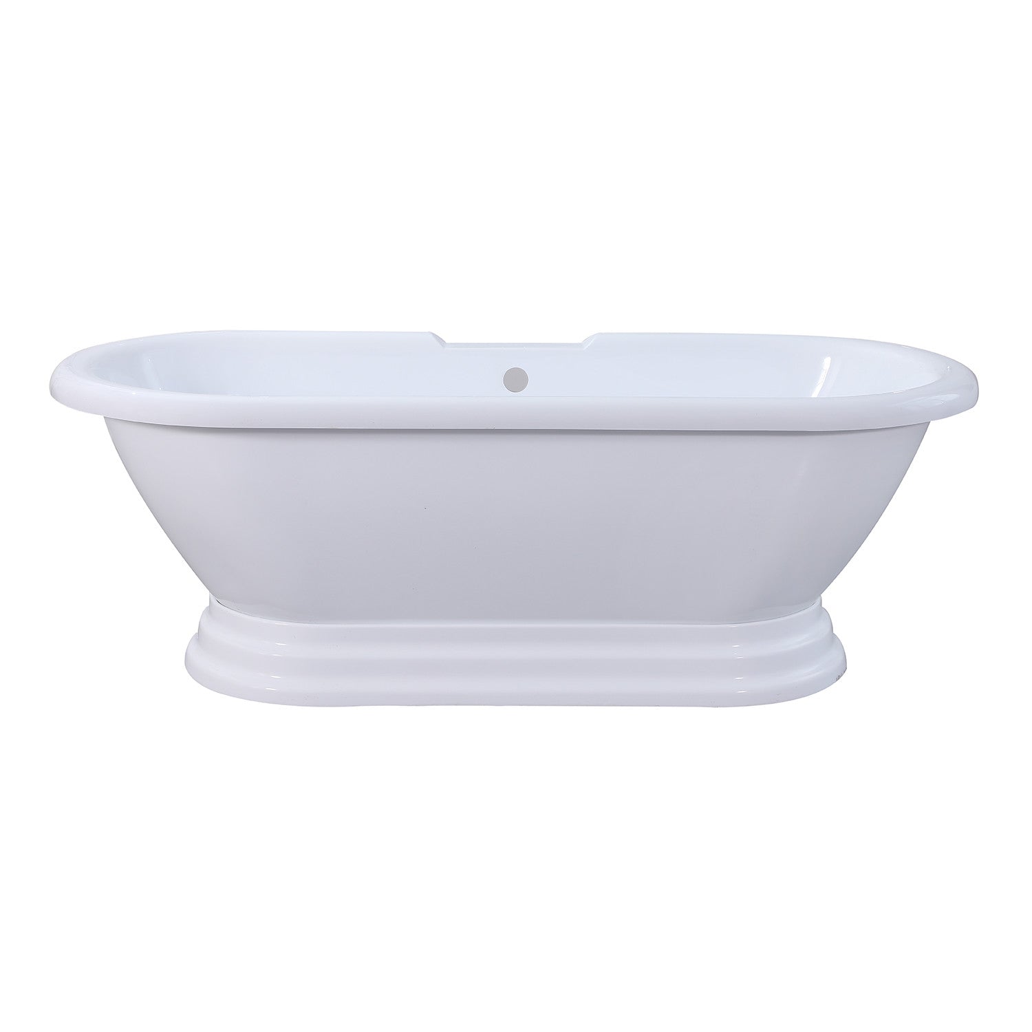 Aqua Eden 67-Inch Acrylic Oval Double-Ended Freestanding Bathtub - Glossy White Pedestal Soaking Tub for Luxury Bathrooms (No Faucet Drillings) | Perfect for Spa-Like Relaxation & Modern Home Decor