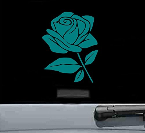 JS Artworks Teal Rose Flower Vinyl Decal Sticker - Waterproof DIY Wall Art for Home, Car, Laptop & Phone Decoration