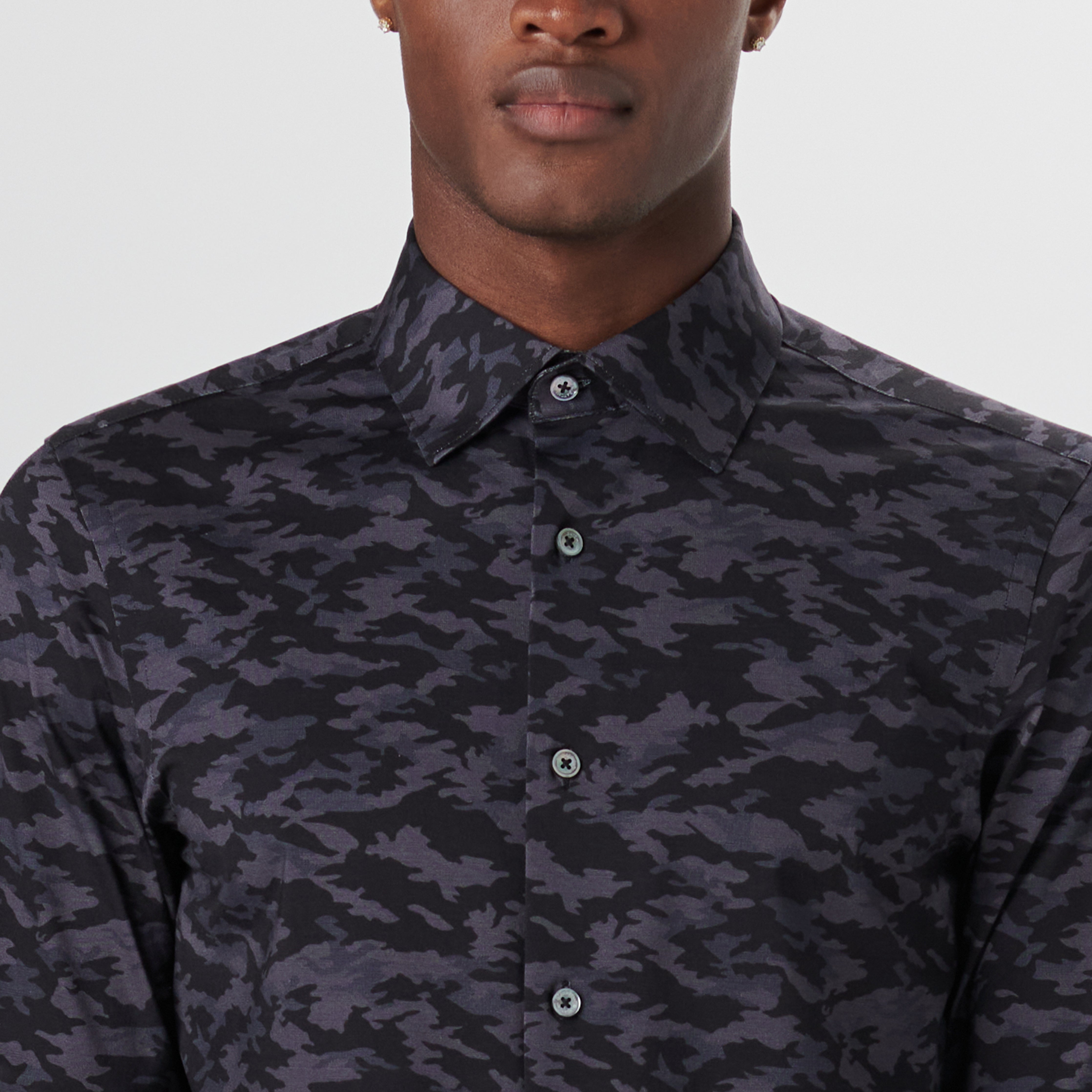 JAMES Men's Camouflage Print Cotton Shirt - Soft Breathable Casual Button Down Shirt for Outdoor Hiking, Camping & Streetwear Fashion