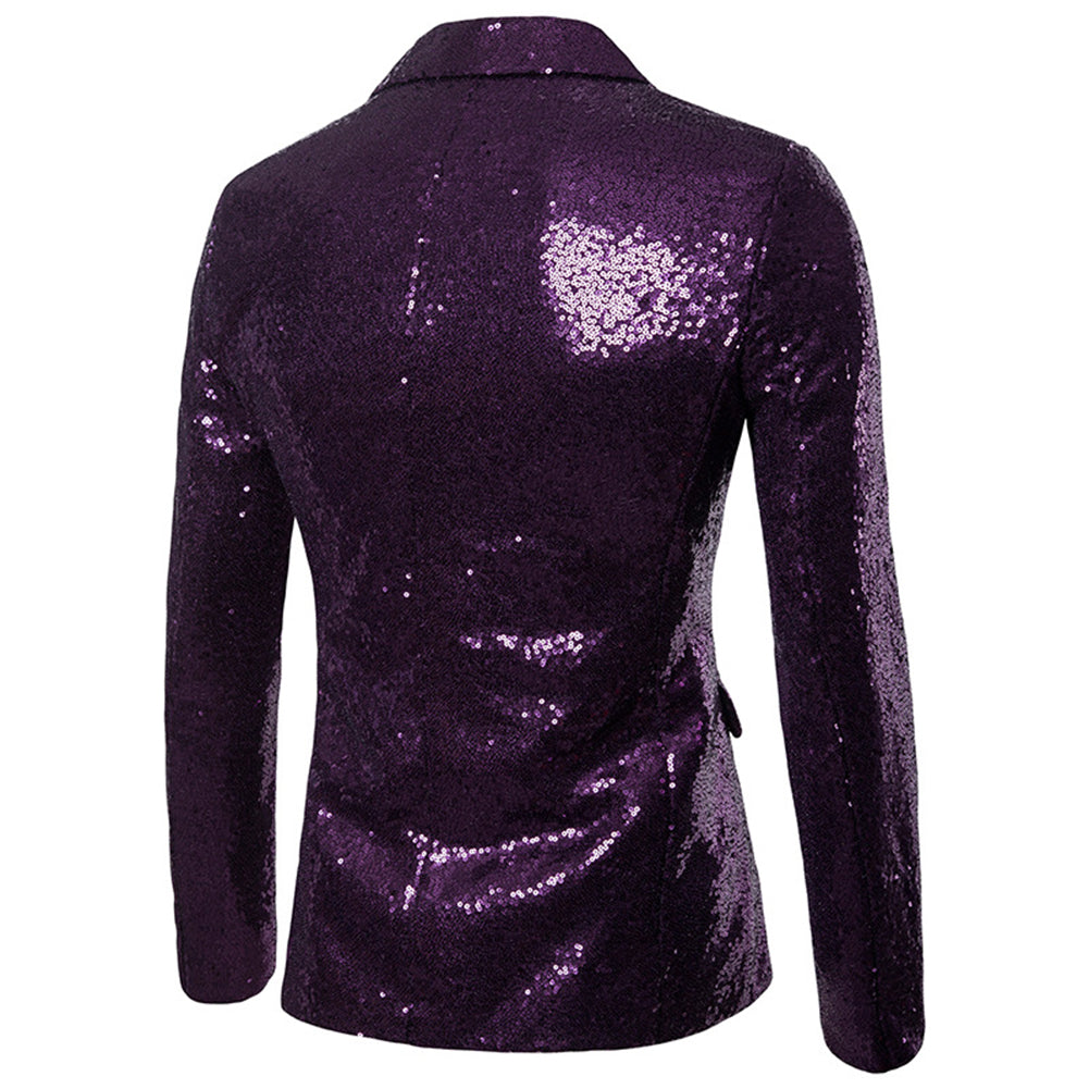 Sparkling Purple Sequin Tuxedo Blazer for Women - Elegant Party Jacket for Prom, Evening Events & Special Occasions
