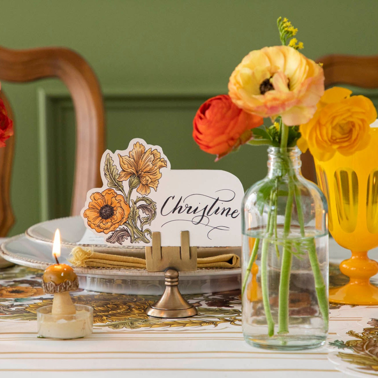 Elegant Autumn Acanthus Place Cards for Wedding, Thanksgiving & Dinner Parties - Premium Name Card Holders for Table Setting Decor