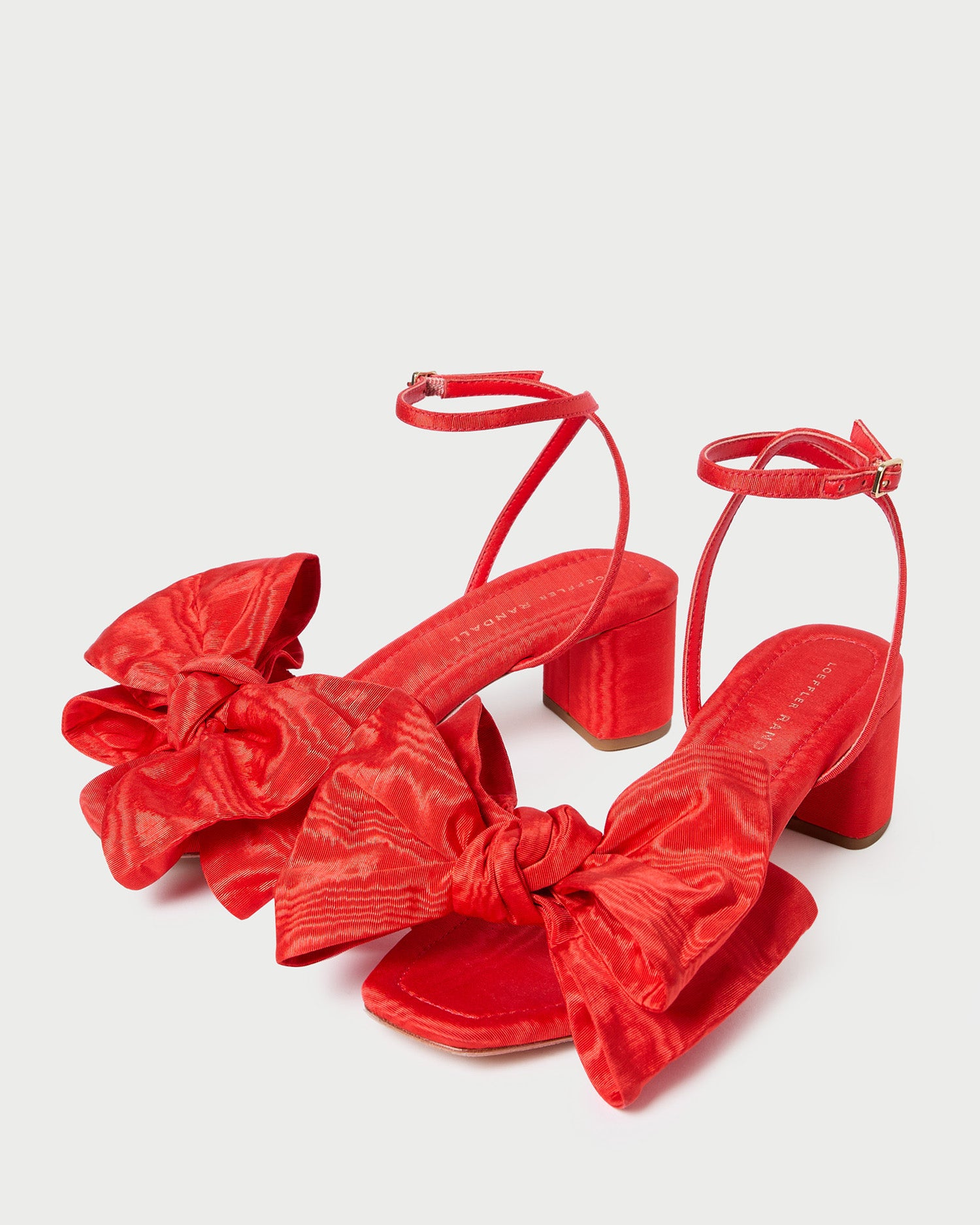 Carmen Red Moiré Bow Sandals for Women - Elegant Summer Dressy Flat Sandals with Bow Detail | Perfect for Weddings, Beach Vacations & Date Nights