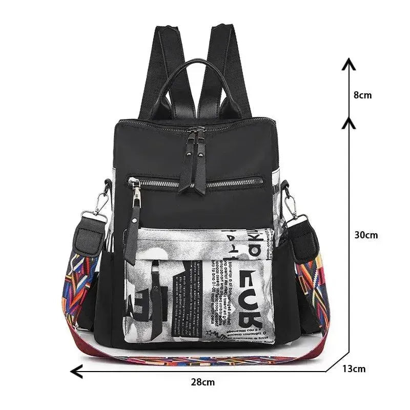 Stylish Patchwork Oxford Women's Backpack - Durable Laptop Bag for College, Work & Travel | Trendy School Backpack for Students & Professionals