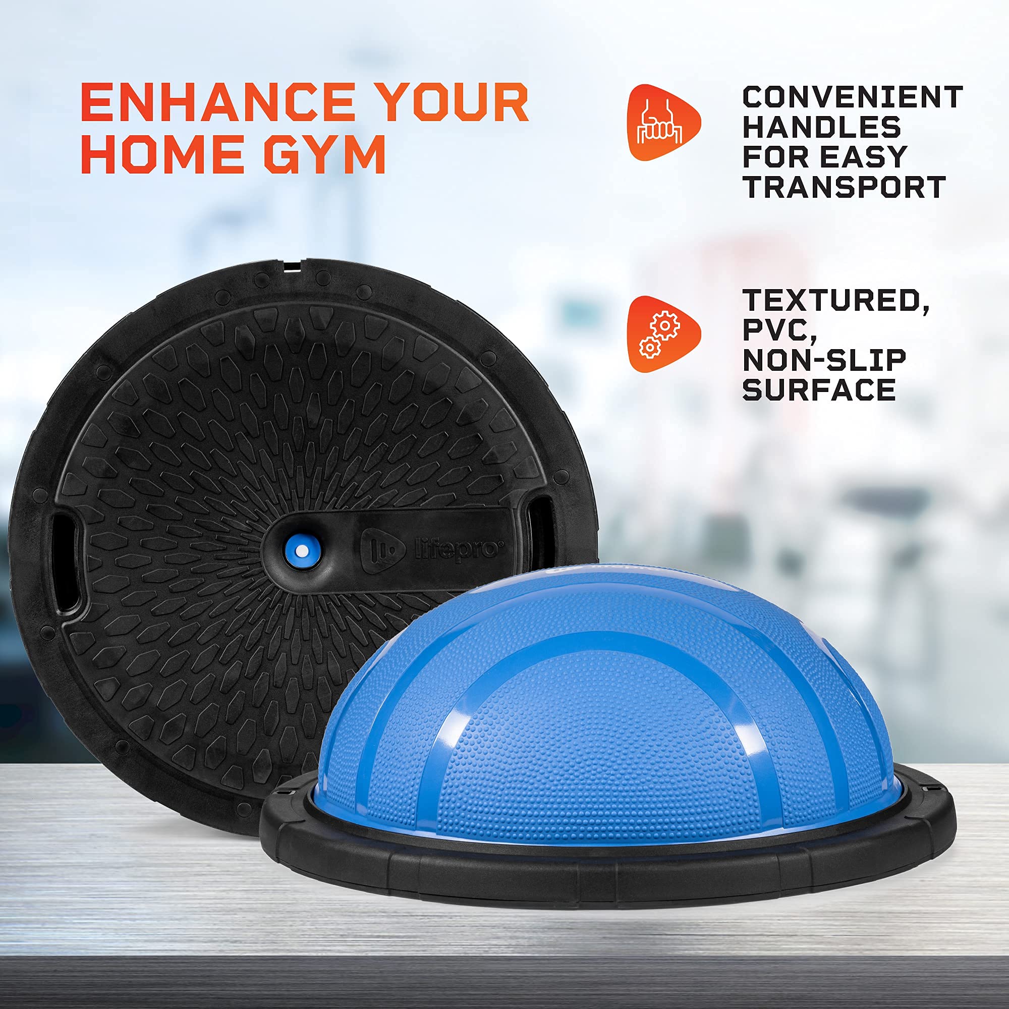 Lifepro Half Balance Ball Trainer - Stability Exercise Ball for Core Workouts, Yoga, Pilates & Physical Therapy - Non-Slip Home Gym Equipment for Balance Training & Fitness - Perfect for Home, Office & Rehabilitation Centers
