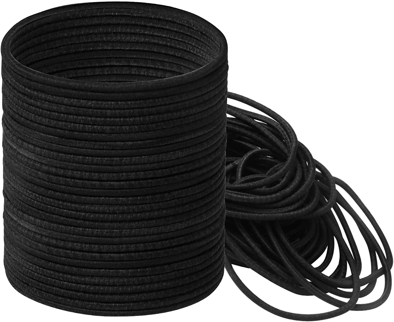 Nyamah Sales 50 PCS Black Hair Rubber Bands - No Snap Hair Ties for Braiding, Ponytails - Soft Elastic Hair Holders for Women, Kids & Baby Girls | Perfect for School, Work, Gym & Daily Styling