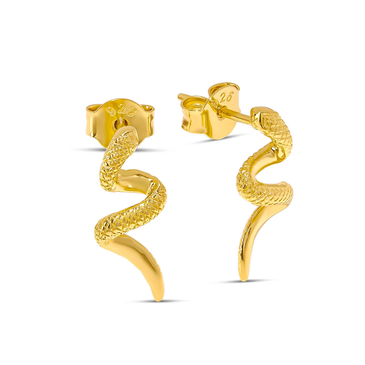 Gold Serpent Stud Earrings for Women - Trendy Gothic Jewelry for Parties, Halloween & Everyday Wear