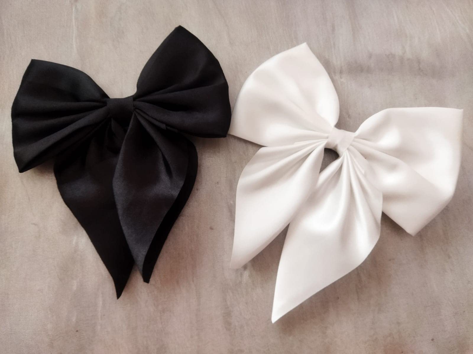 Elegant Black and White Silky Hair Barrettes Bow Clips - 2 Pack for Women & Girls - Perfect for Weddings, Parties & Everyday Styling