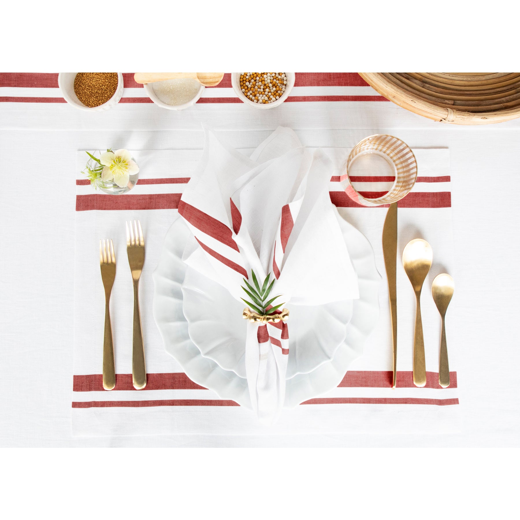 French Striped Cotton Napkins - Premium 12-Pack for Dining, Parties & Home Decor - Elegant Table Setting Accessories