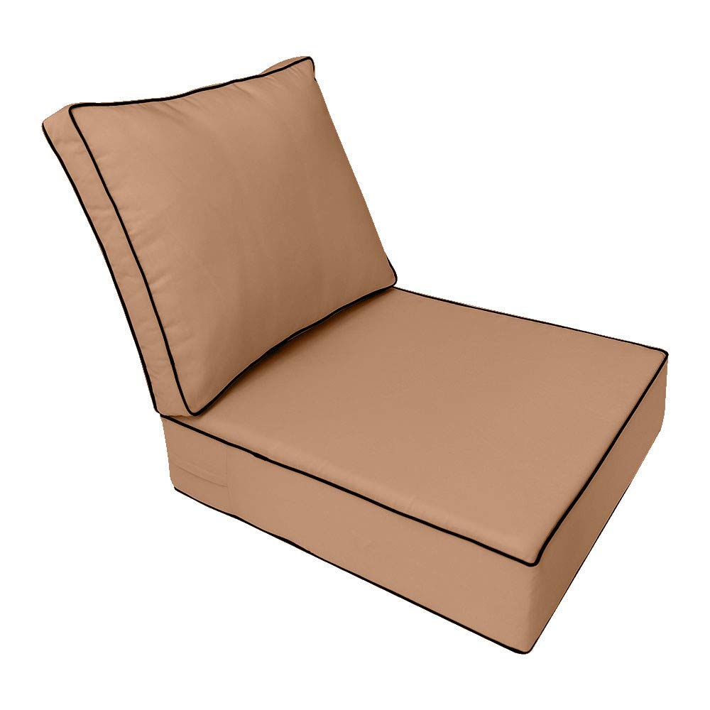23x24x6 Inch Deep Seat Back Cushion Slip Cover Set - Contrast Pipe Trim Small (AD104) for Sofa, Loveseat & Chair Protection | Water-Resistant & Easy to Clean