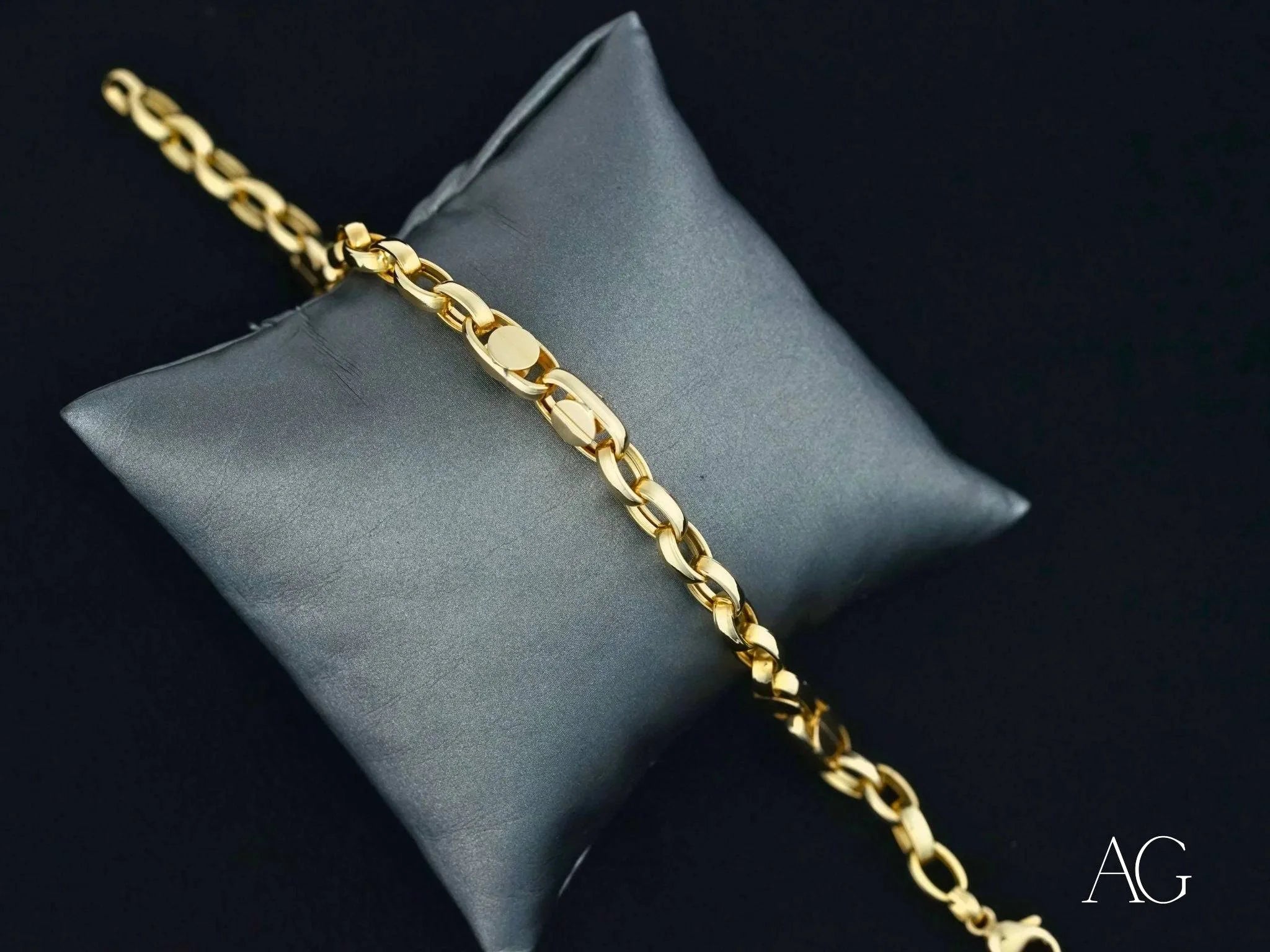 18K Solid Gold Men's Bracelet with Secure Lobster Clasp - Elegant & Durable Jewelry for Gifts, Weddings & Special Occasions