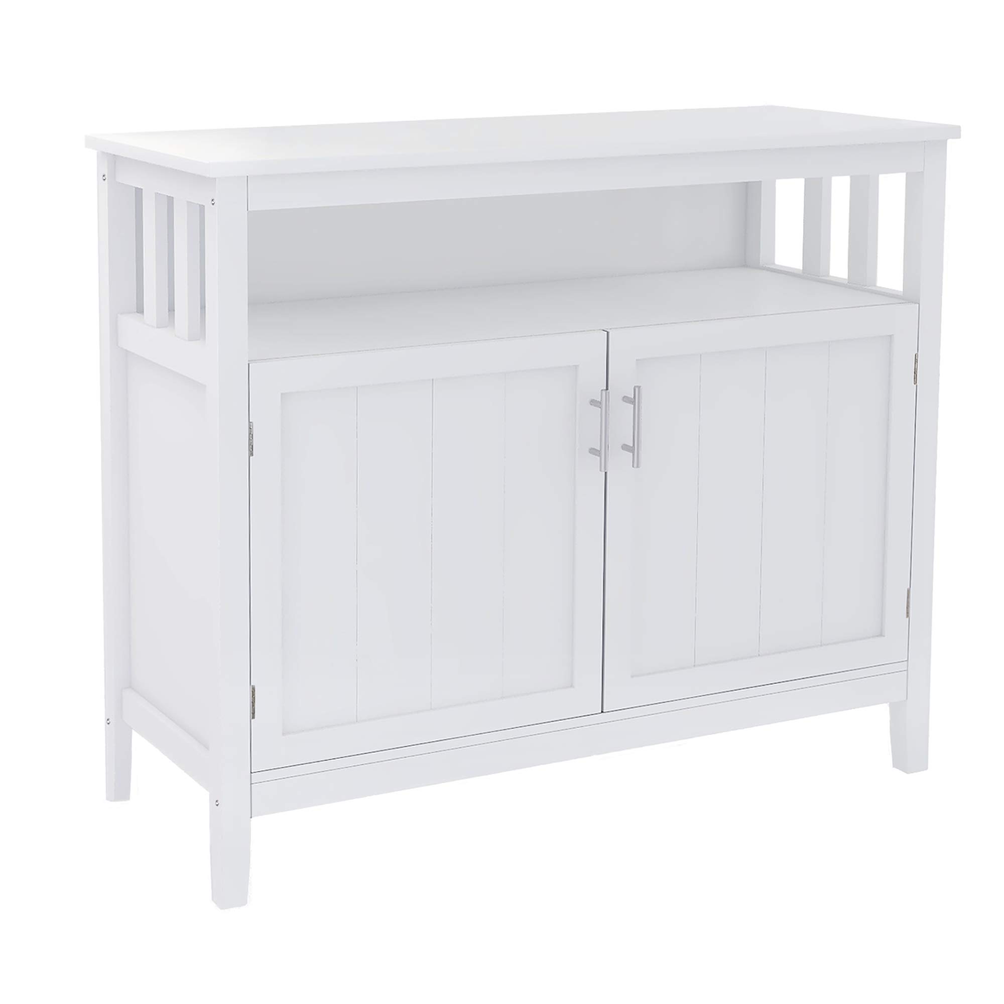 White Buffet Server Sideboard - Large Kitchen Storage Cabinet, Dining Buffet Cupboard, Kitchen Console Table Organizer for Kitchen, Bedroom, Dining Room - Perfect for Entertaining and Home Storage