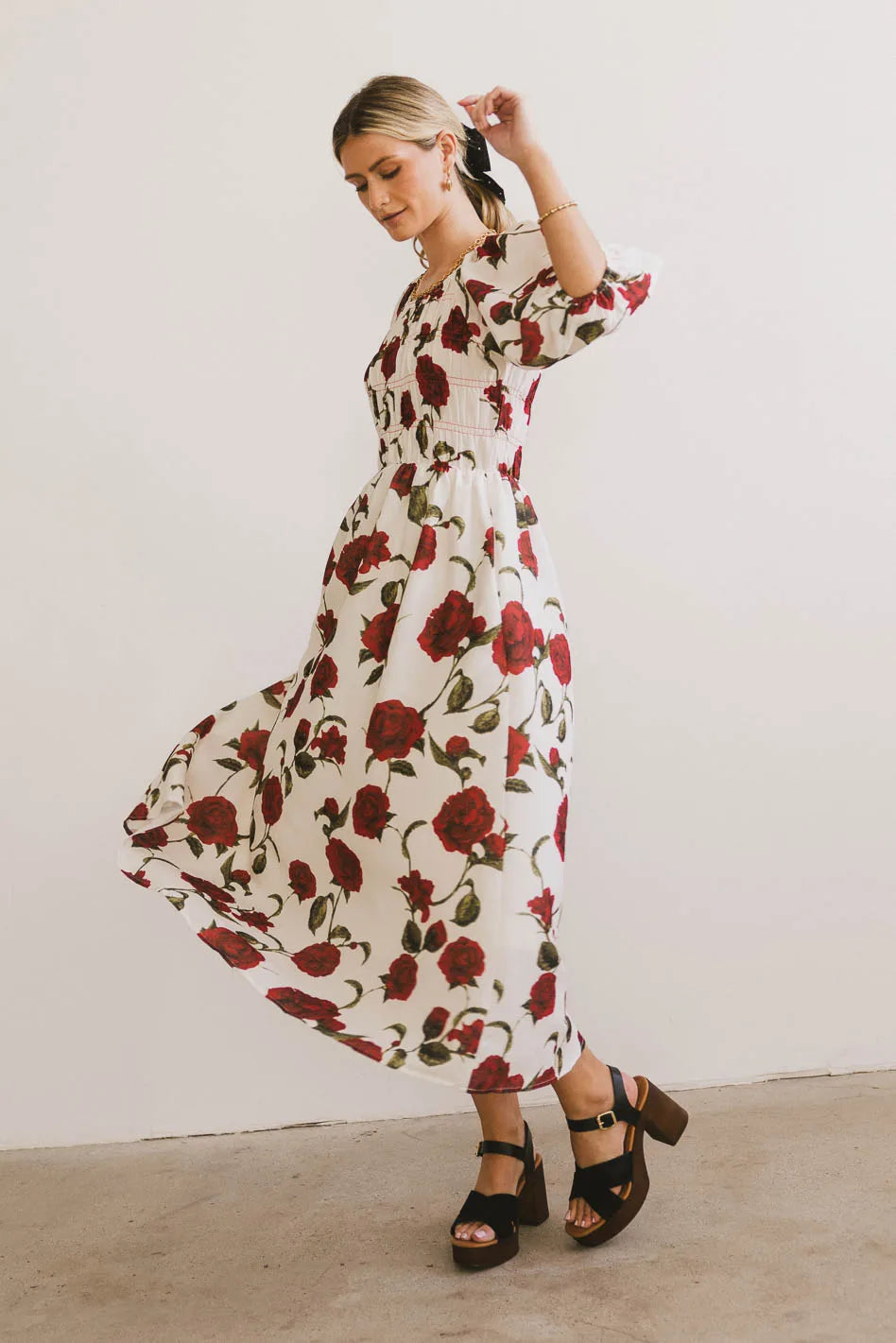 Stylish Marnie Smocked Midi Dress in Vibrant Red | Flattering Fit for Women | Perfect for Summer Parties, Weddings & Date Nights
