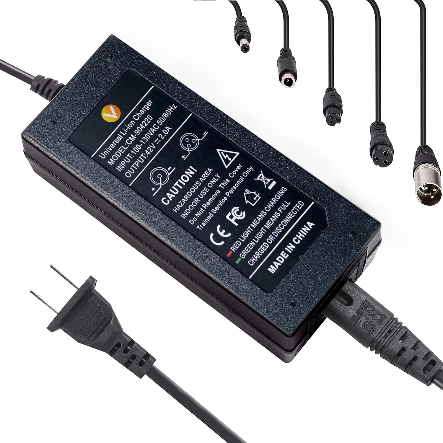 42V 2A Lithium Battery Scooter Charger with 5 Adapter Plugs - Compatible with 36V Electric Scooters, E-Bikes & Hoverboards - Fast Charging Power Supply for Commuting & Outdoor Adventures