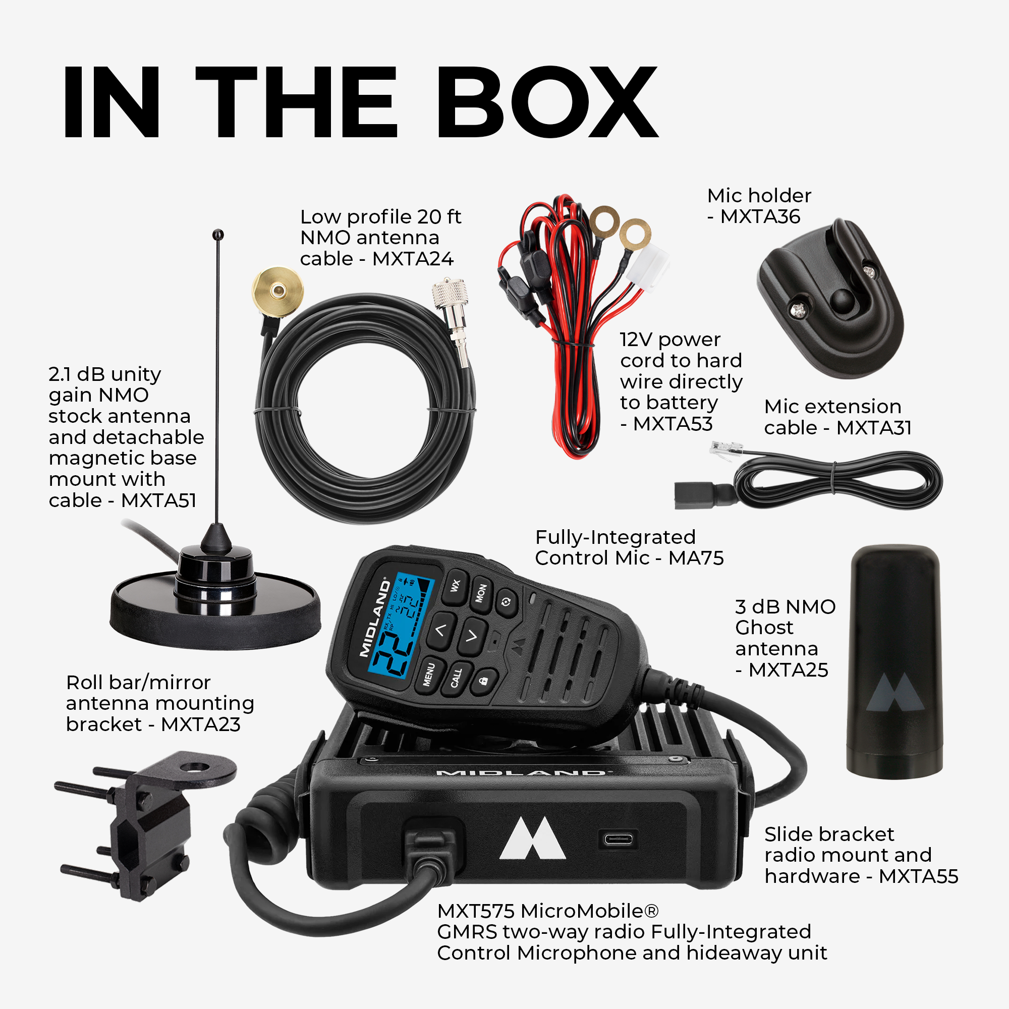 MXT575 MicroMobile GMRS 50 Watt Two-Way Radio Bundle with MXT575VP4 - Long Range Communication for Outdoor Adventures, Hunting, and Emergency Preparedness