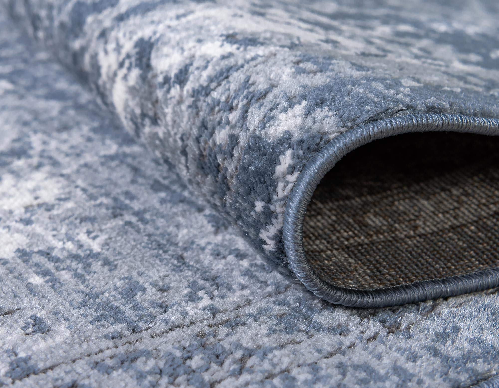Premium 8x8 Ft Blue Low-Pile Area Rug - Oregon Collection for Living Room, Bedroom & Entryway - Soft Modern Floor Carpet for Home Decor