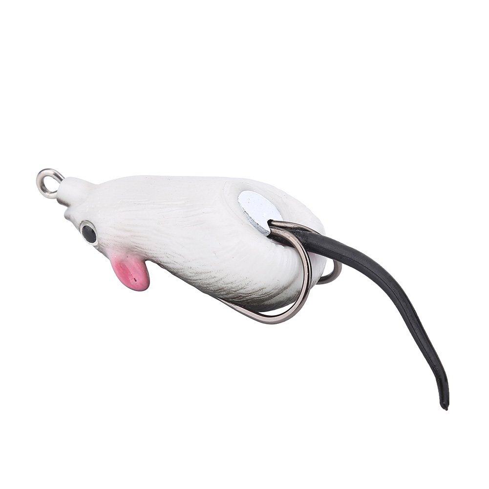 Artificial Floating Mouse Fishing Lures with Double Sharp Hooks - Saltwater & Freshwater Bass Fishing Bait (Dark Gray) - Perfect for Topwater Bass, Pike, and Muskie Fishing in Lakes & Rivers