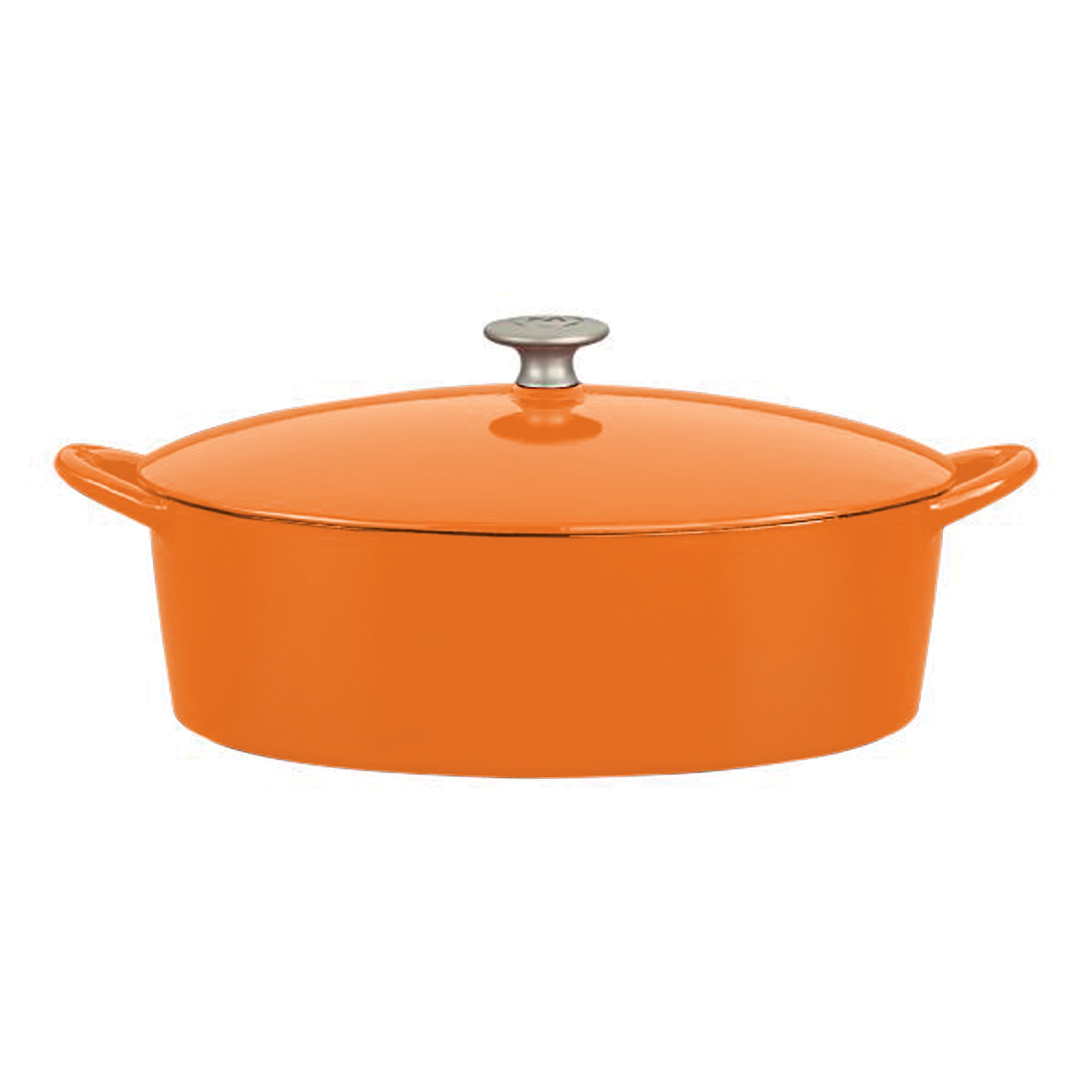 **Dansk Enameled Cast Iron 6-Quart Oval Dutch Oven by Mario Batali - Persimmon Red | Stovetop & Oven Safe for Braising, Stewing & Baking**