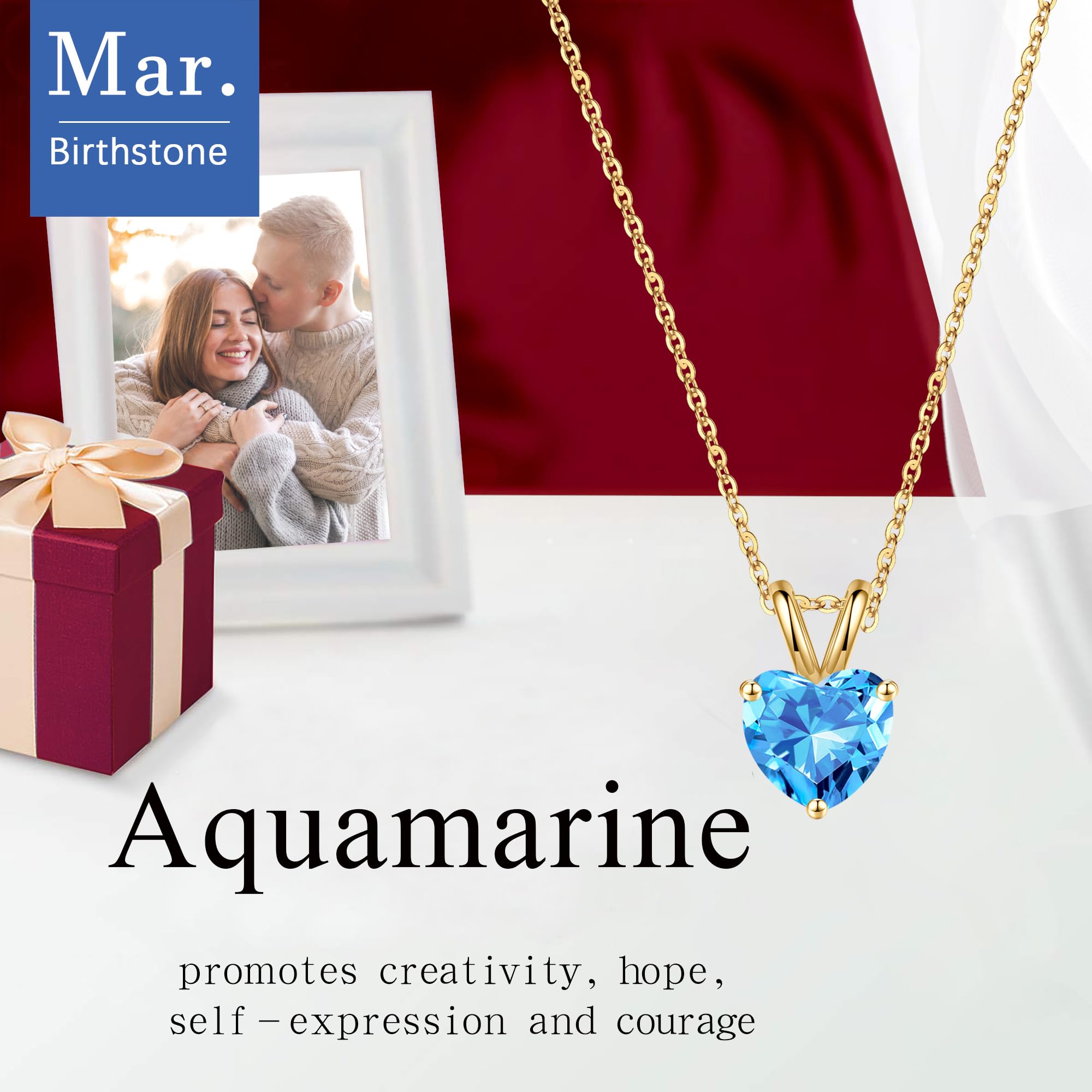 Heart Birthstone Necklace for Women - 925 Sterling Silver Dainty Pendant, Sparkling Gift for Mom, Wife, Daughter, Grandma | Anniversary, Birthday, Mother's Day Jewelry | Perfect for Everyday Wear, Special Occasions & Gift Giving