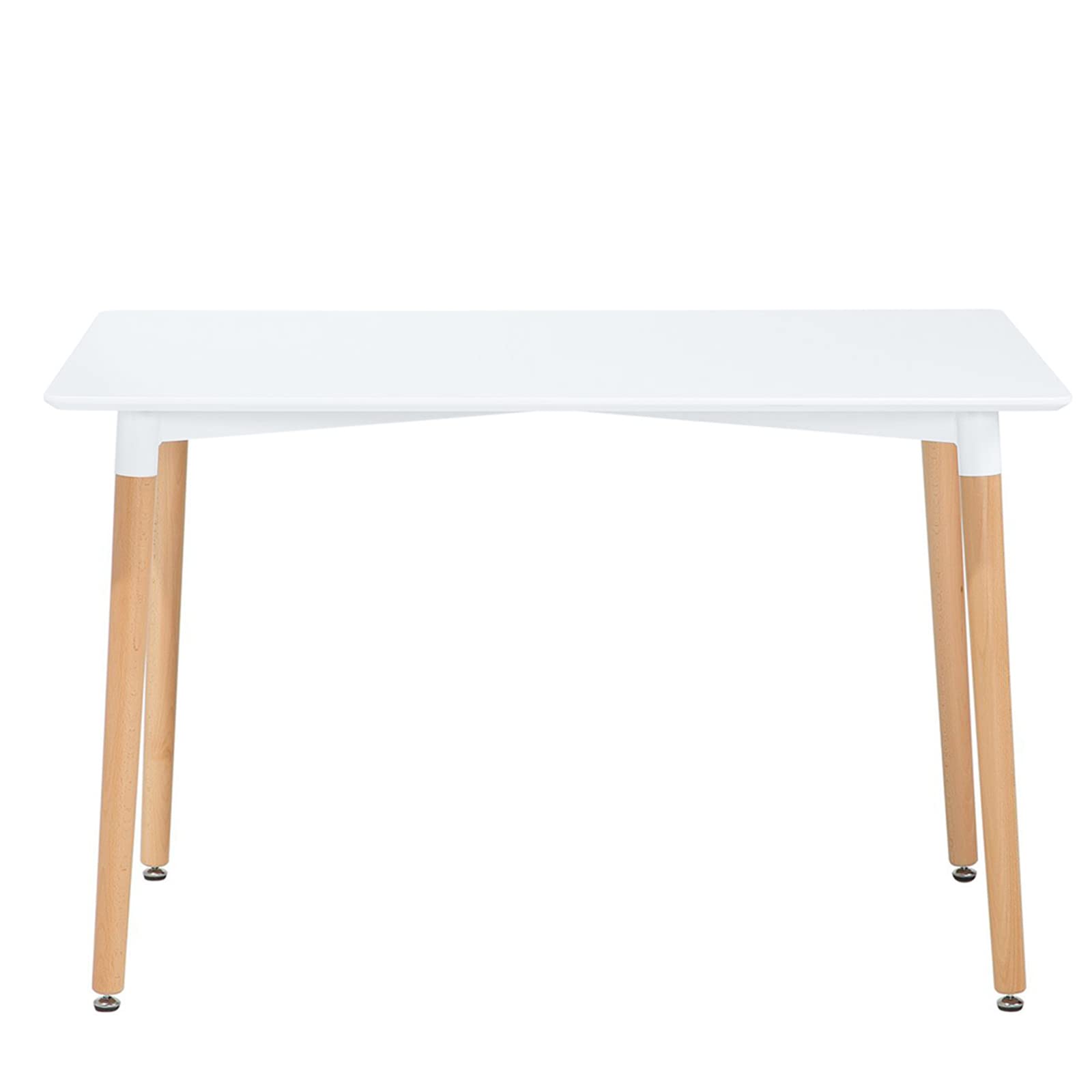 HOMMOO 45 Inch Modern Rectangular Dining Table for 4-6 People with White Table Top & Natural Solid Wood Legs - Large Kitchen Table for Family Meals, Dinner Parties, and Small Space Dining Rooms