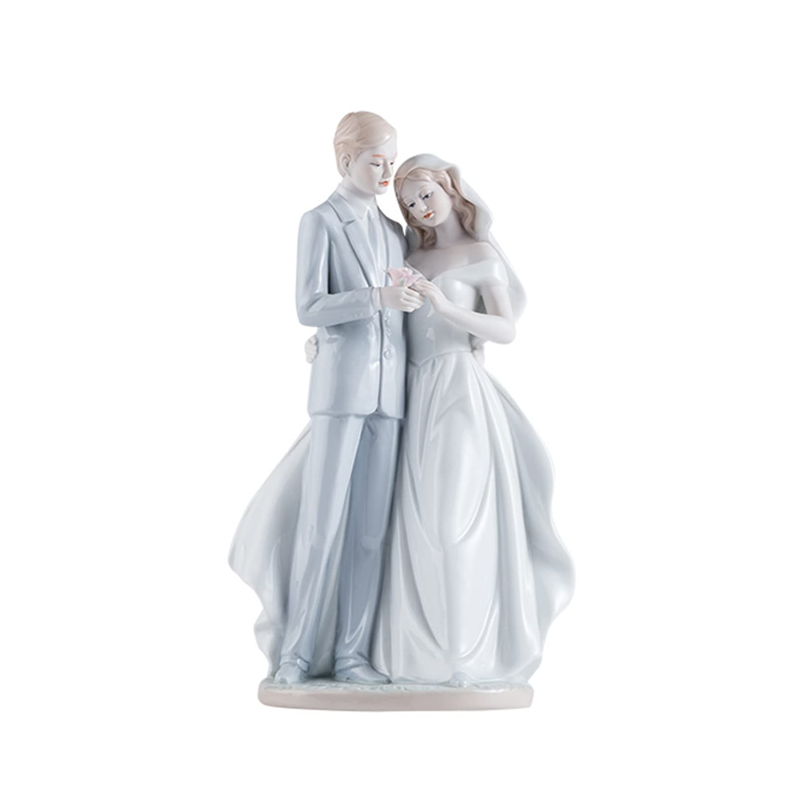 Romantic Ceramic Couple Statue - Wedding Anniversary Gift for Newlyweds, Soulmates & Couples | Valentine's Day, Engagement Party Decor | White Figurine for Home Décor & Romantic Gifting