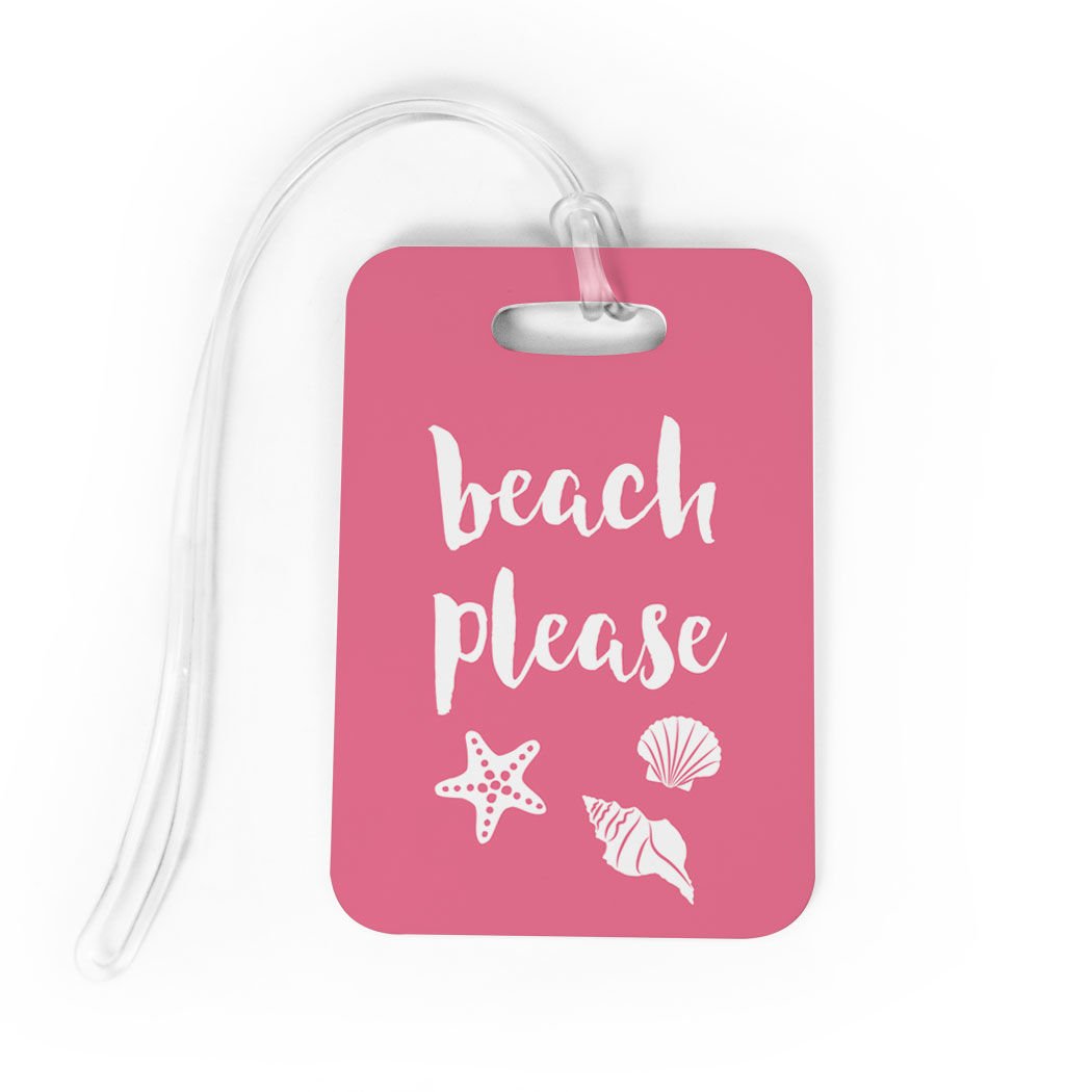 ChalkTalkSPORTS Custom Luggage Tag - Personalized Travel ID for Suitcases & Bags | Beach Themed Design with Pink Color | Perfect for Vacation, Cruise & Air Travel Accessories