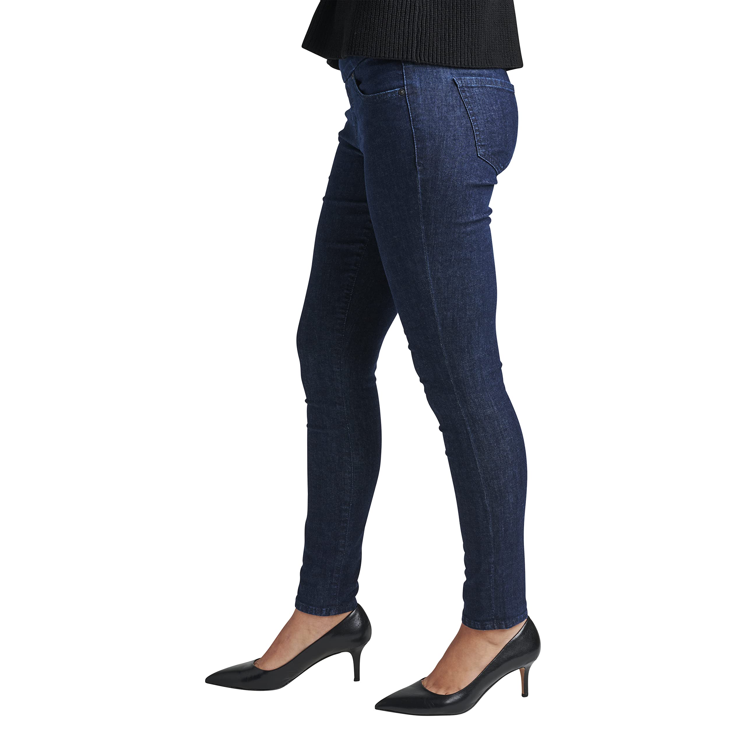 JAG Jeans Women's Petite Nora Mid Rise Skinny Pull-on Jeans - Ink Wash - Size 14P - Comfortable Stretch Denim Pants for Work, Casual & Everyday Wear