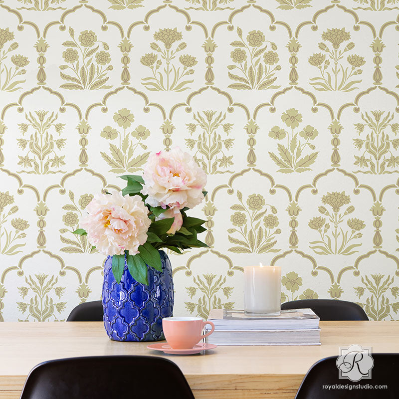 Majorelle Floral Trellis Wall Stencil - DIY Home Decor Painting Template for Walls, Furniture & Crafts | Perfect for Bedroom, Nursery, Living Room & Garden Projects