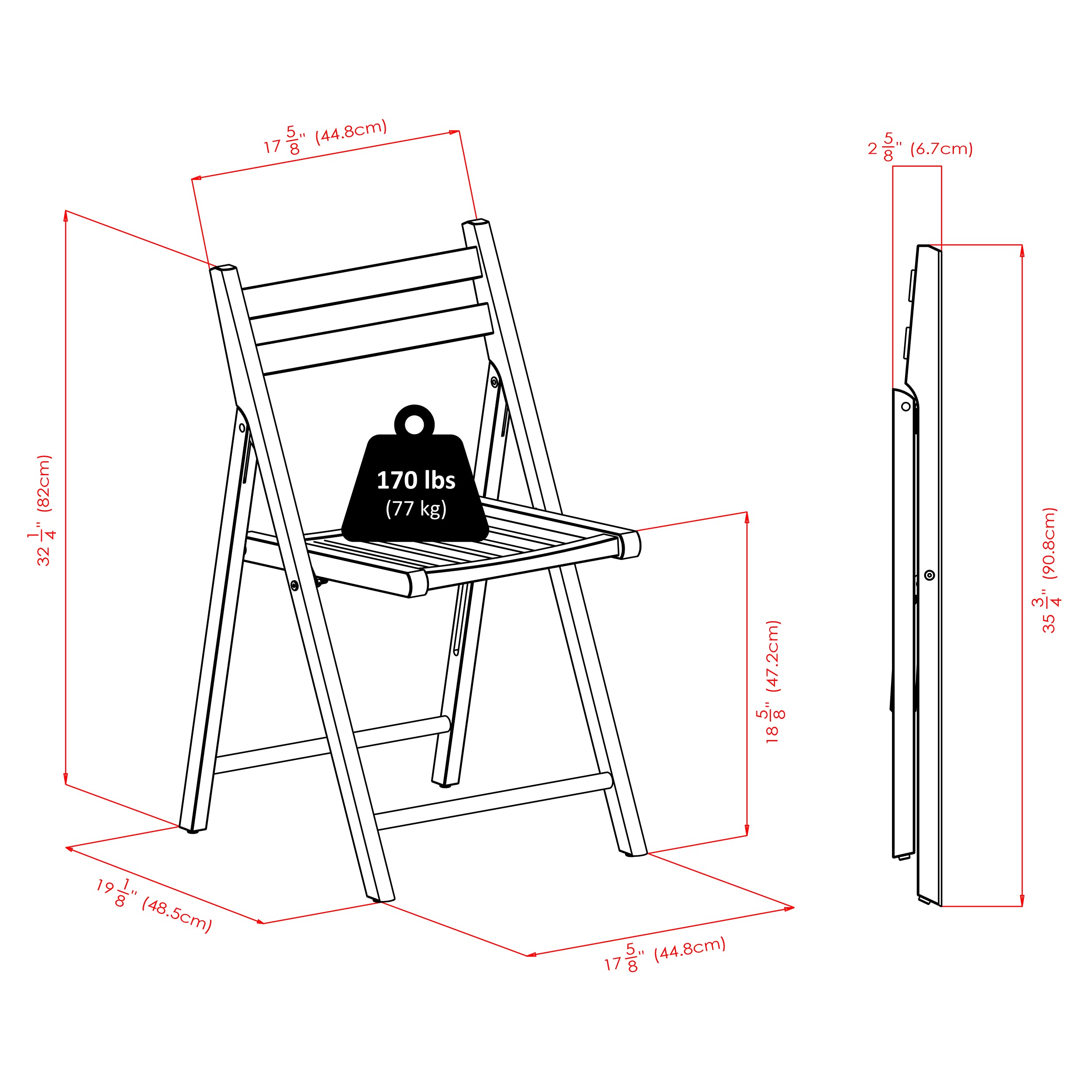 Robin 4-Piece Folding Chair Set - Natural Wood Finish, Space-Saving Stackable Design for Indoor/Outdoor Use - Perfect for Dining, Patio, Camping & Events (Set of 4)