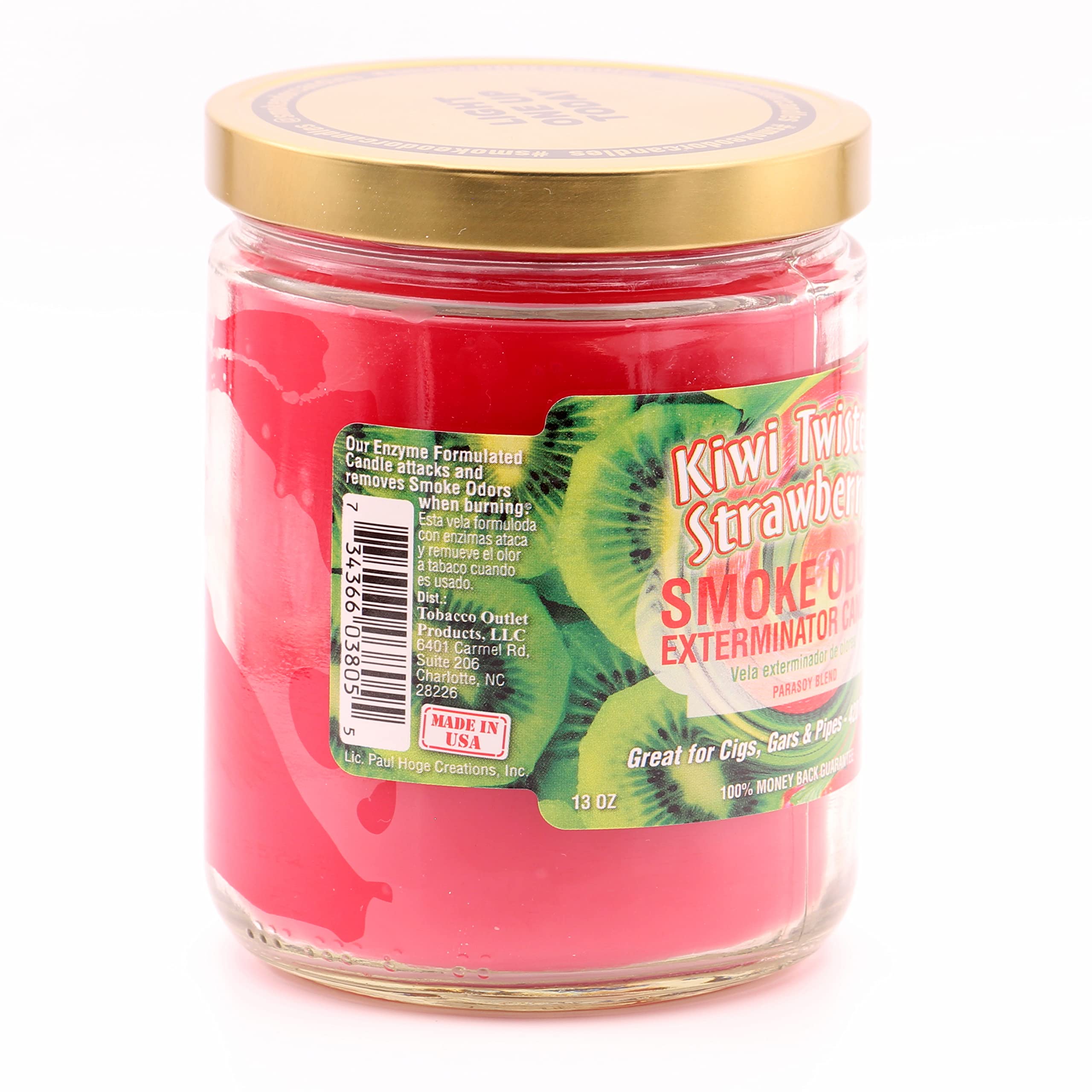 Smoke Odor Eliminator Candle - 13oz Kiwi Strawberry Scented Jar Candle (2-Pack) | Home Air Freshener for Kitchen, Bathroom & Living Room