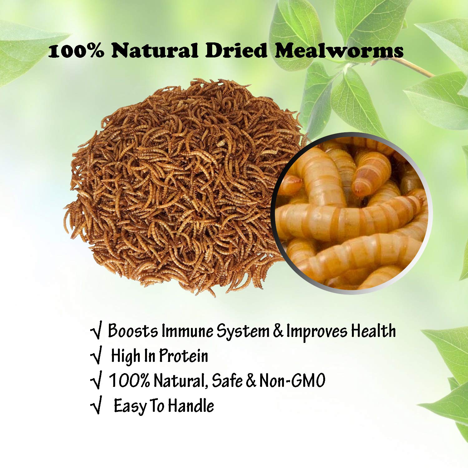 Amzey 11 LBS Dried Mealworms - 100% Natural High Protein Non-GMO Chicken Feed, Bird Food, Fish & Turtle Treat | Nutritious Reptile & Duck Food Without Preservatives | Perfect for Poultry Raising, Wild Bird Feeding & Aquatic Pet Nutrition