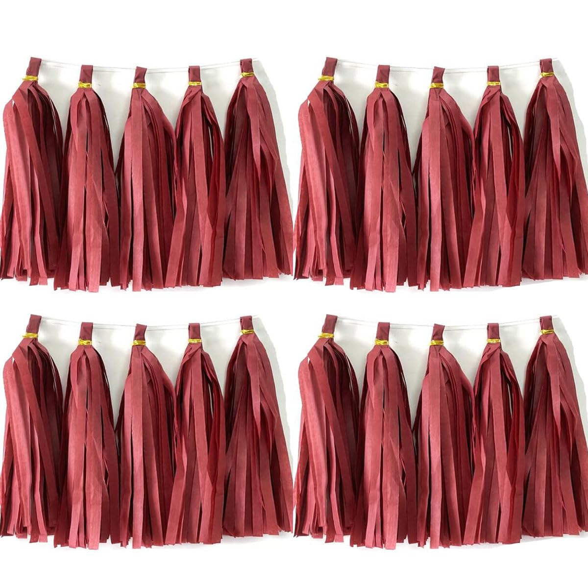 30pcs Burgundy Paper Tassels Garland - DIY Hanging Party Decorations for Baby Showers, Weddings, Nursery & Festivals - Tissue Paper Tassel Banner for Home & Event Decor