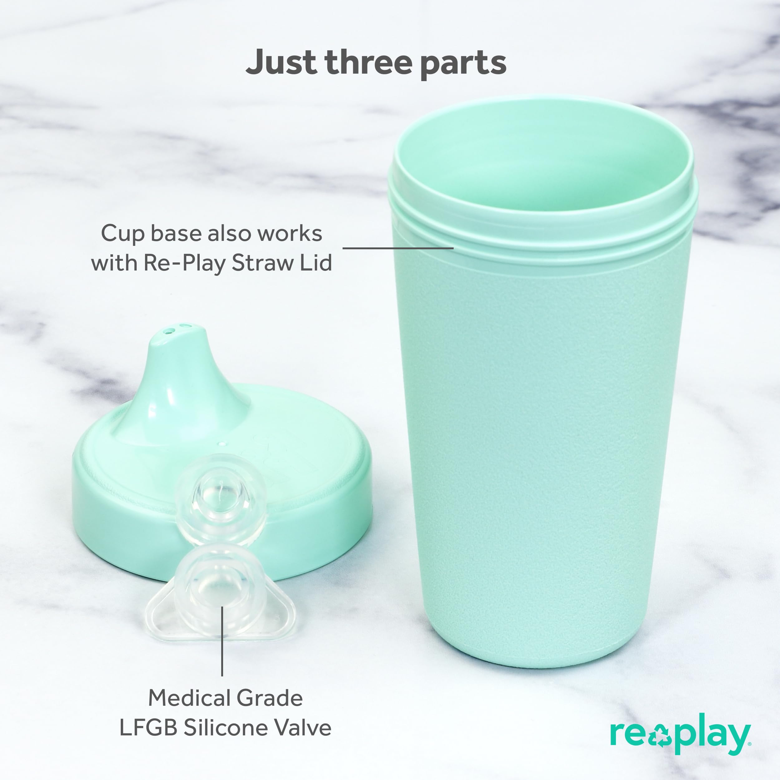 Re-Play USA Made 2-Pack Toddler Sippy Cups 10oz - BPA-Free Spill-Proof Kids Drinking Cups with Hard Spout - Dishwasher & Microwave Safe (3.13