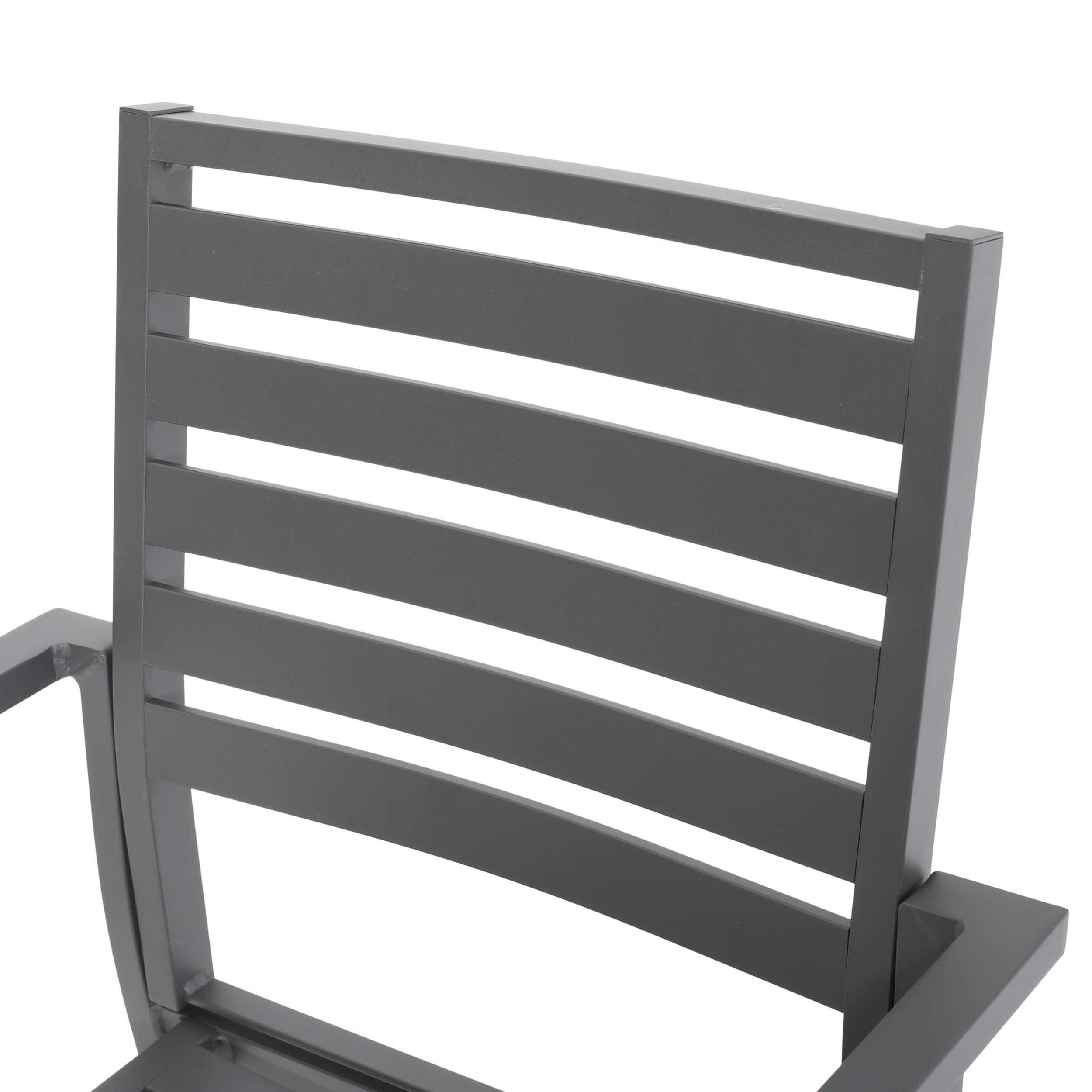 Modern Aluminum Outdoor Dining Chairs (Set of 2) - Lightweight & Weather-Resistant Metal Gray Patio Furniture for Garden, Poolside, and Backyard Dining