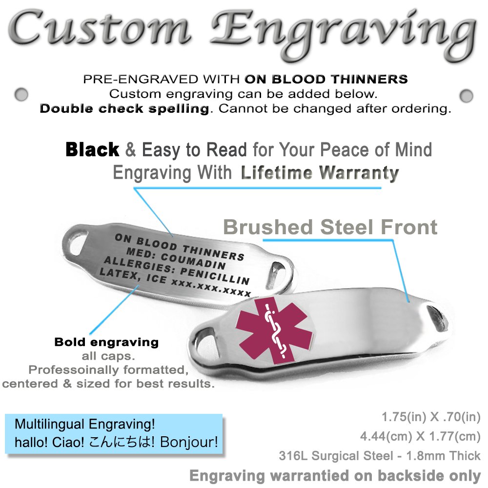 Custom Blood Thinners Medical Bracelet - Millefiori Glass for Emergency ID