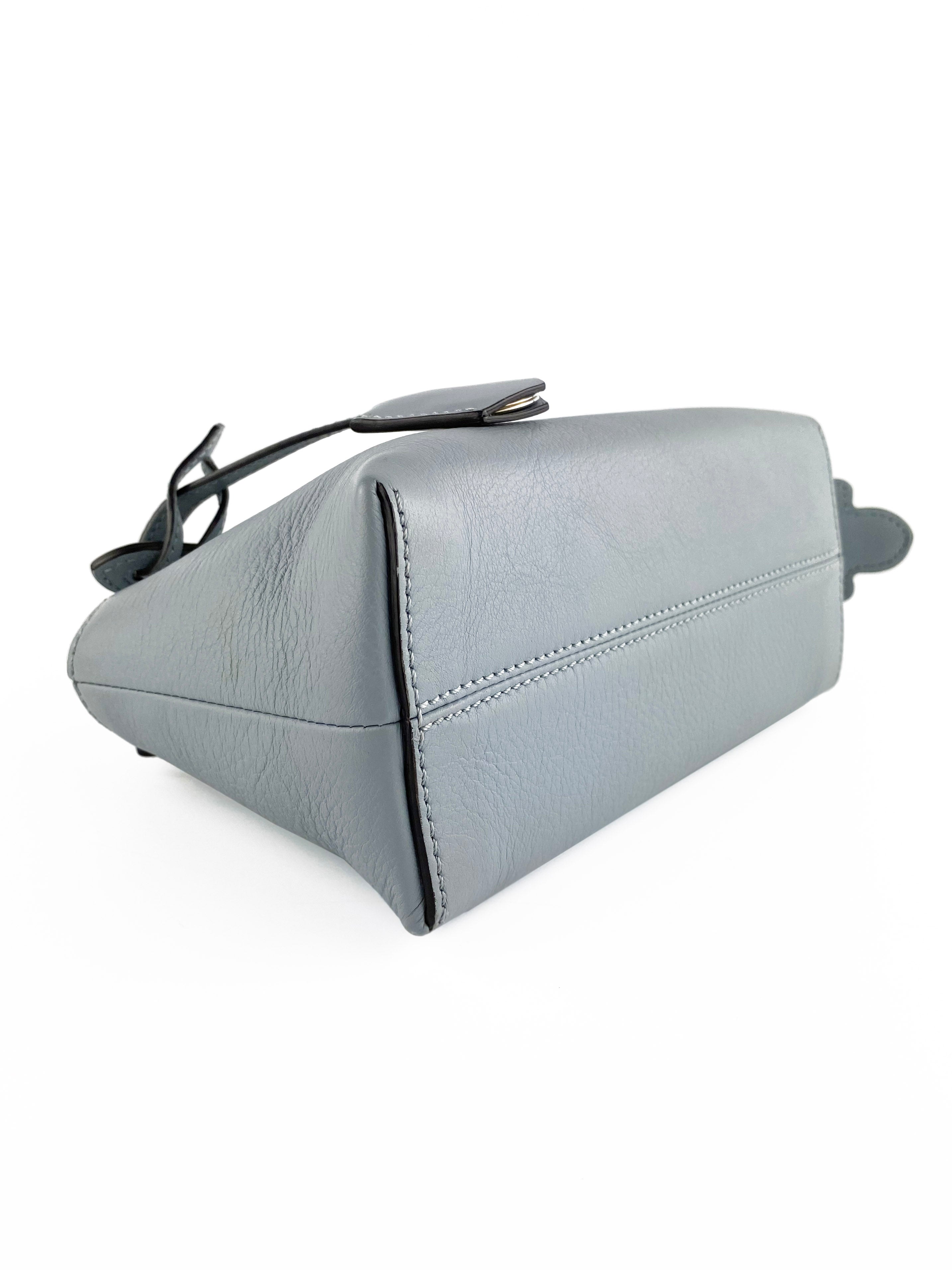 Fendi Light Blue By the Way Handbag with Floral Tail Charm - Perfect for Women's Everyday Use, Office, and Special Occasions