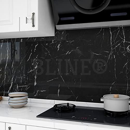 Vaidika Premium Kitchen Foil Stickers - Oil Proof Aluminum Wallpaper Roll for Kitchen Slab & Walls (2M Black) - Perfect for Backsplash Protection & Stylish Kitchen Decor