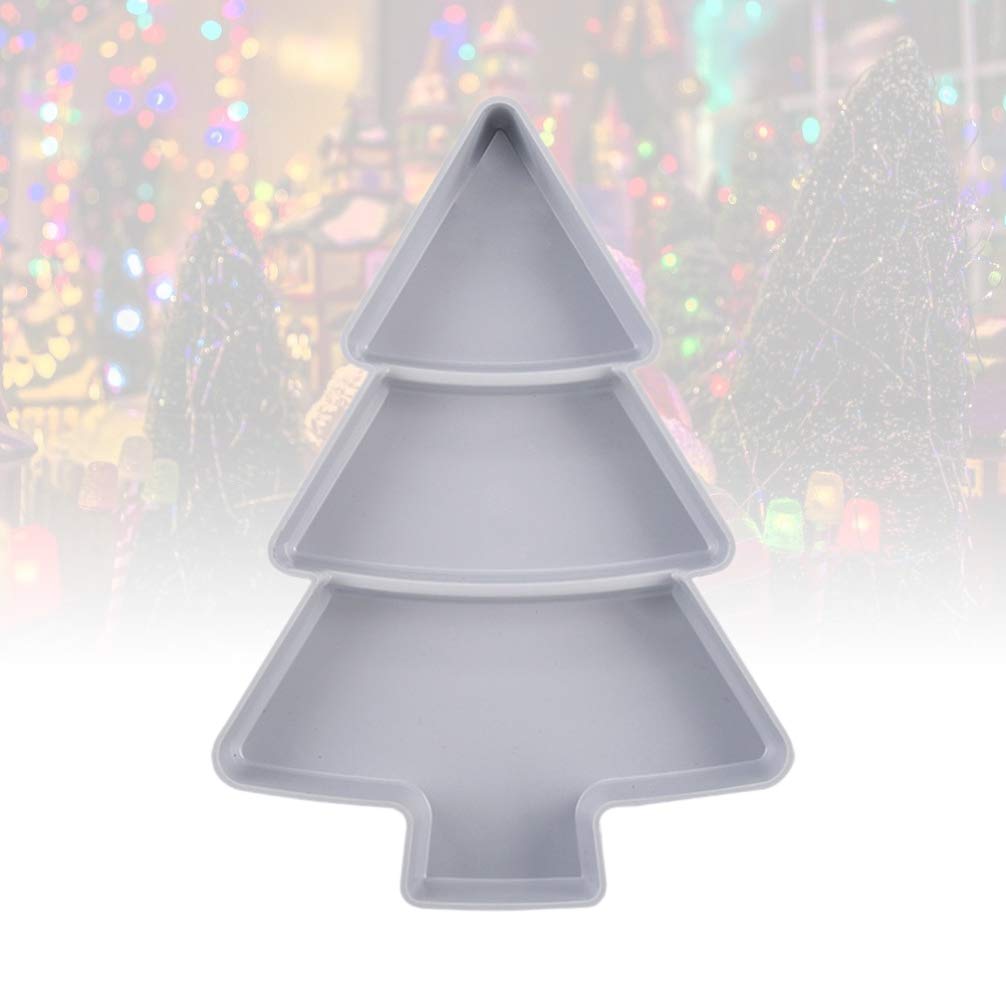 DOITOOL Christmas Tree Shaped Serving Tray - 12 Section Holiday Appetizer Platter for Chips, Dips, Fruits & Desserts | Grey Xmas Party Supplies for Holiday Gatherings, Family Reunions & Office Celebrations