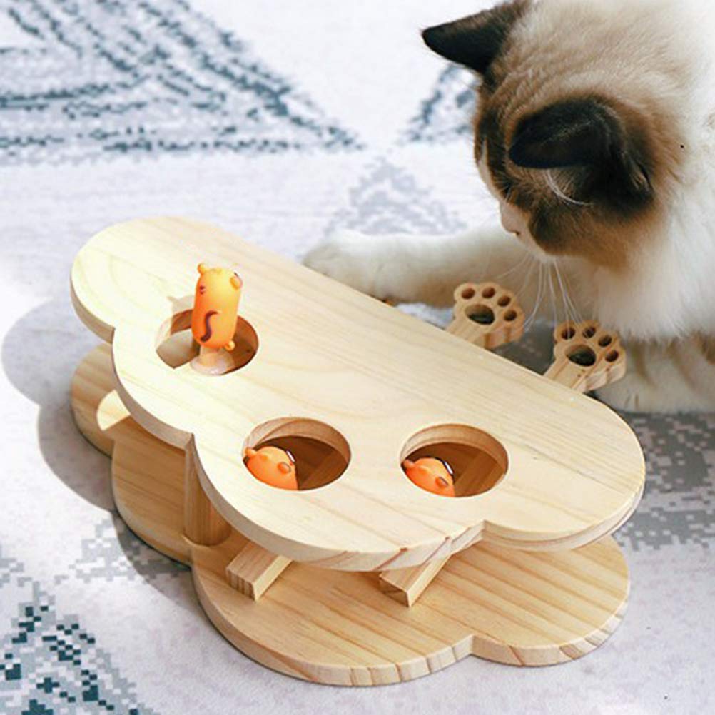 Interactive Wooden Cat and Kitten Toys - Natural Mouse-Shaped Chew Toys for Kittens, Puppies & Small Dogs | Educational Pet Toys for Teething, Training & Playtime | Perfect for Indoor Play, Stress Relief & Bonding with Your Feline Friend