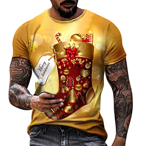 E05 Mens Christmas Shirt Funny Yellow