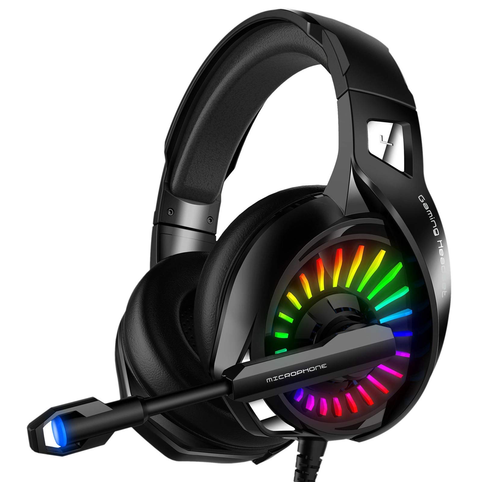 MKXISX 4D Stereo RGB Gaming Headset for PS4 - Noise Cancelling Over-Ear Headphones with Mic for PC, Xbox, Nintendo Switch - Perfect for Online Gaming, Streaming & Virtual Meetings