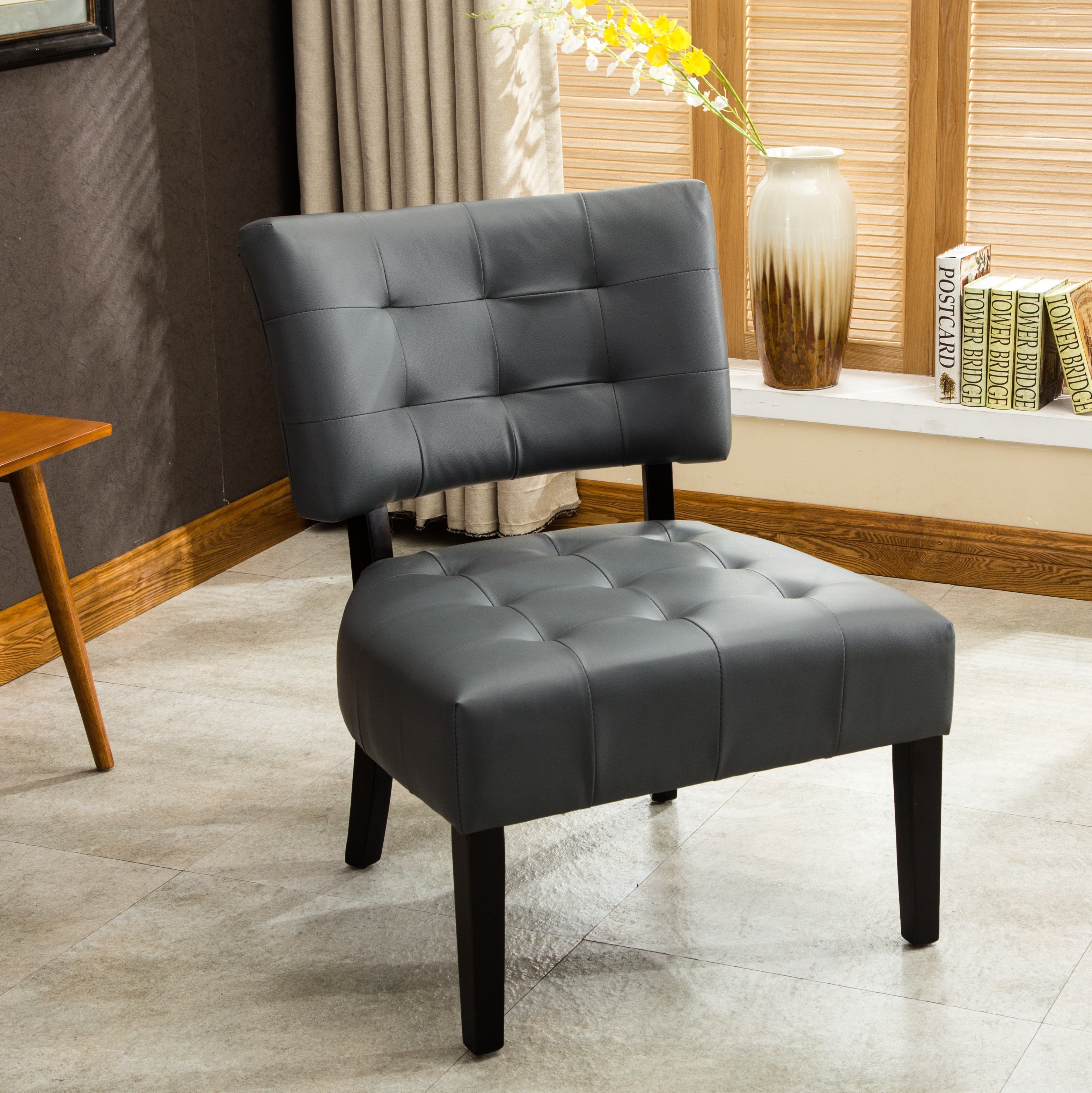 Roundhill Furniture Tufted Accent Chair with Oversized Seating - Modern Upholstered Living Room Chair for Home Office, Lounge & Reading Nook