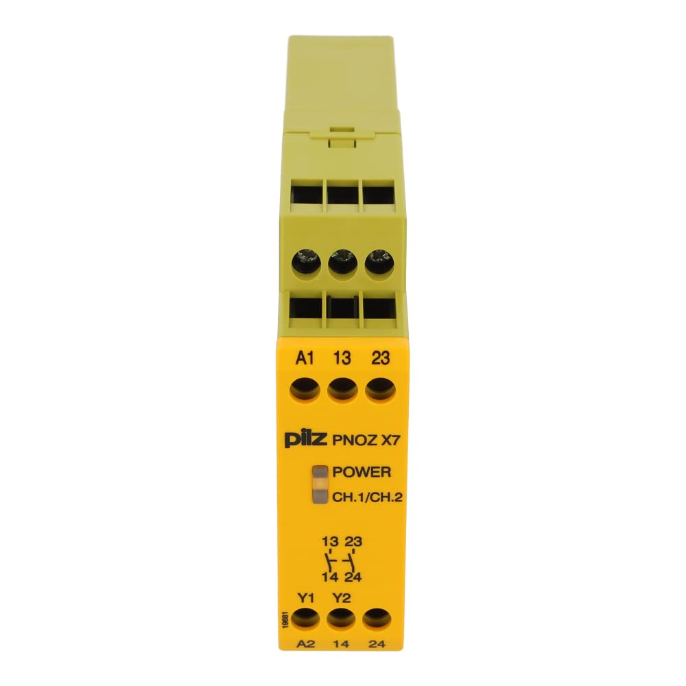 PILZ PNOZ X7 Safety Relay 24VAC/DC - 774059 - 1 Channel, 2 NO Contacts, Auto Reset, 22.5mm Width, Emergency Stop Monitor | Industrial Machine Safety Control for Automation Systems