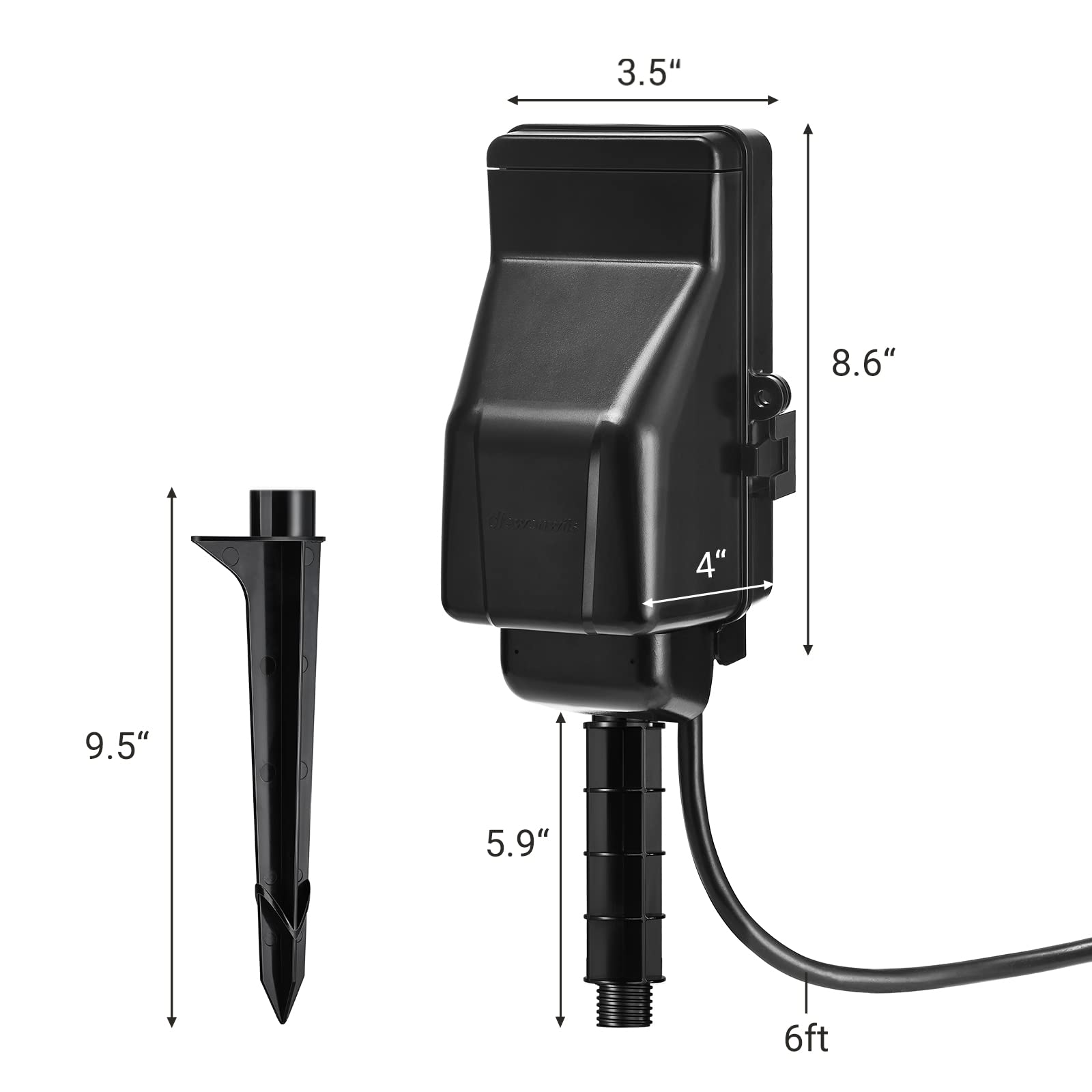 DEWENWILS WiFi Smart Outdoor Power Stake with 6 Outlets - Waterproof Yard Plug with 6Ft Cord, Voice Control via Alexa & Google Assistant, 1875W/15A Timer for Garden Lights & Outdoor Decor - Perfect for Patio, Lawn & Holiday Lighting