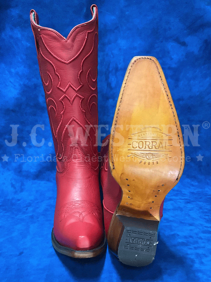 Corral Z5073 Women's Western Boots - Red Snip Toe with Stitch Pattern | Perfect for Country Dancing, Rodeos & Cowgirl Fashion