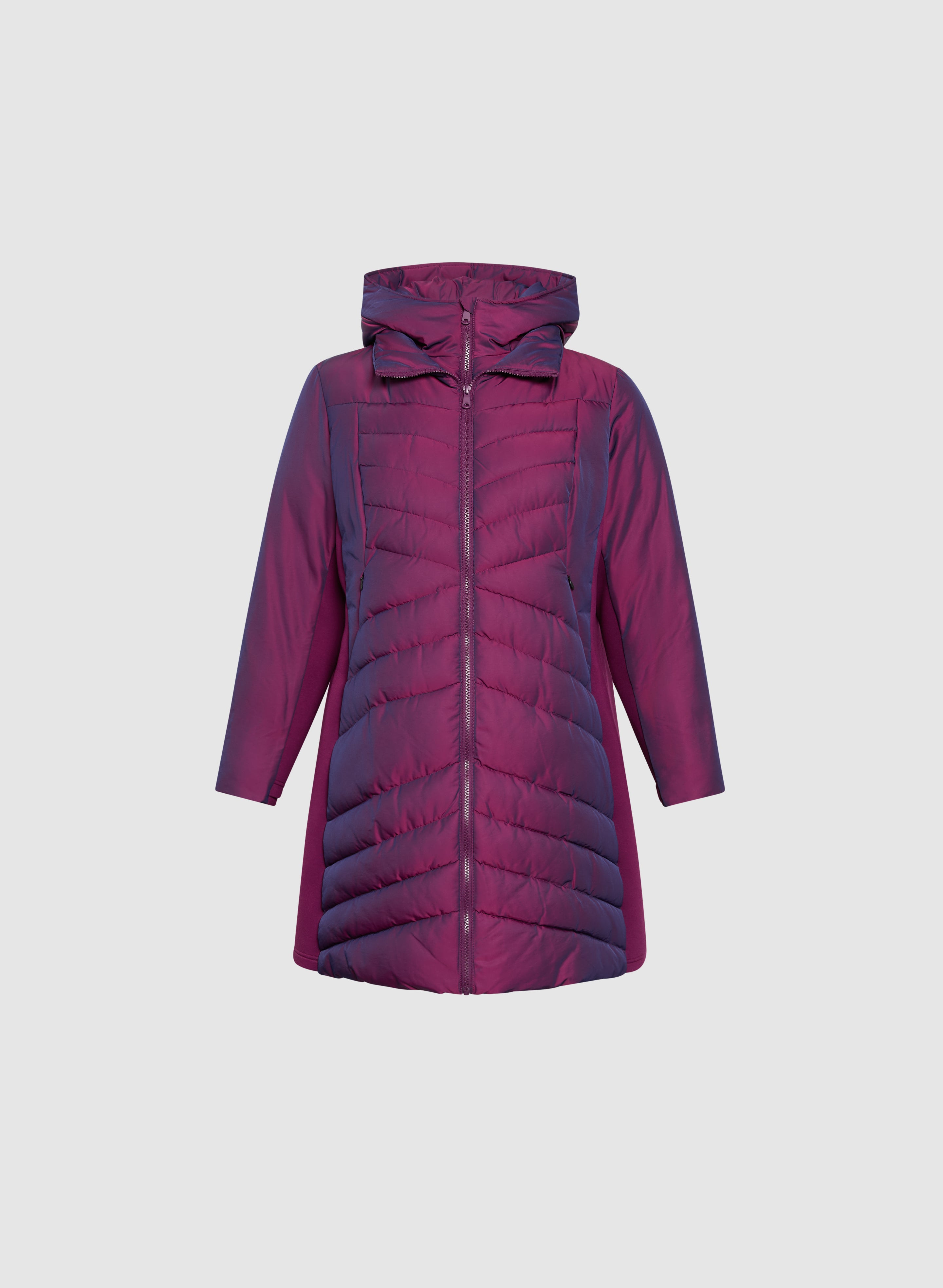 Bernardo Women's Hooded Iridescent Puffer Coat - Winter Warm Waterproof Jacket for Outdoor Activities & Daily Wear