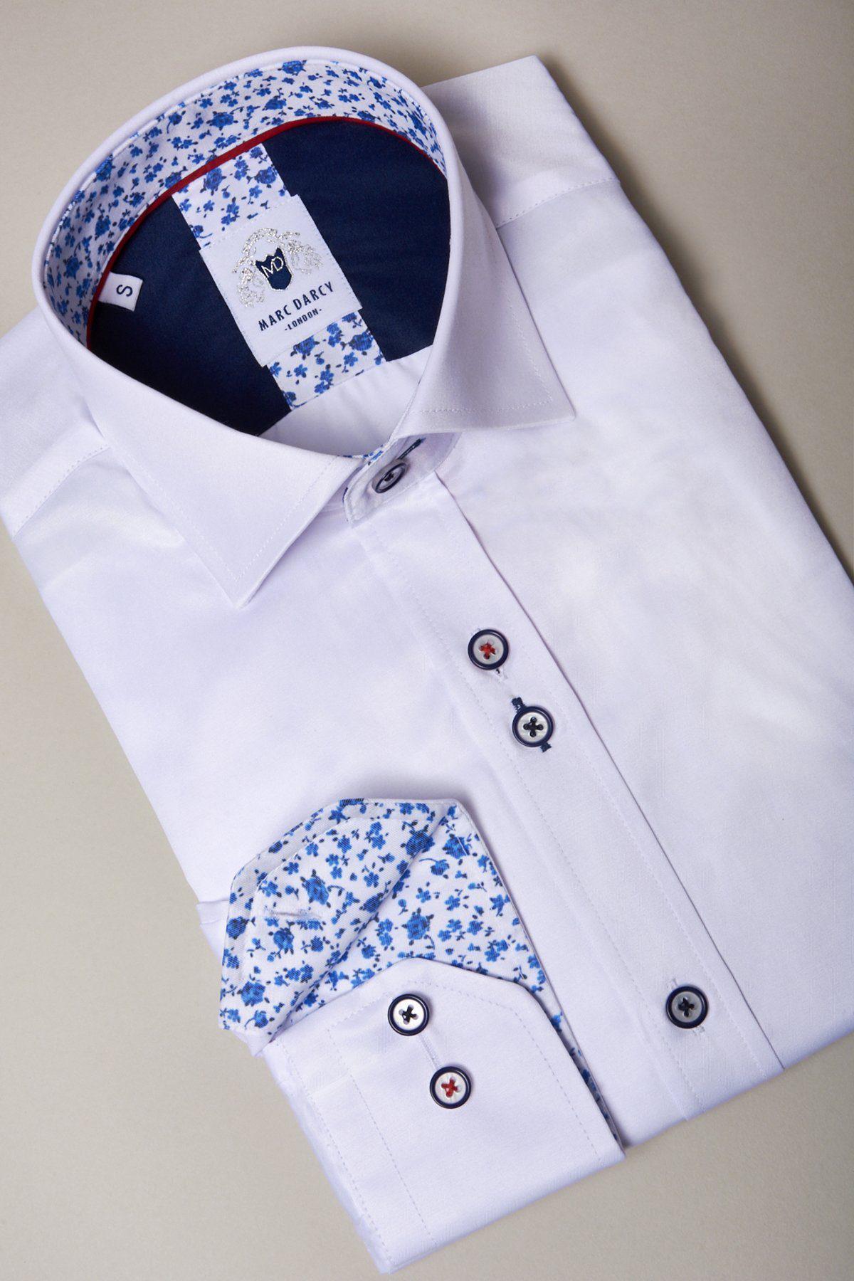 ALFIE Men's White Long Sleeve Dress Shirt - Slim Fit Formal Business Shirt for Office, Wedding & Special Occasions